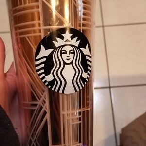 STARBUCKS 2017 Venti Cold Cup Tumbler Rose Gold Pink With replacement Straw.